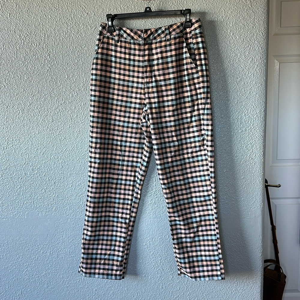 Volcom Pink, Black and Blue Checkered Pants